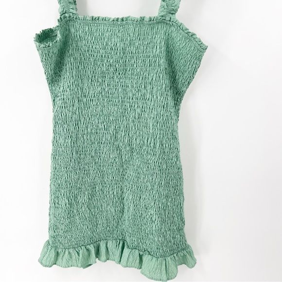 ✅ ZARA Textured Weave Dress - Washed Green SMOCKED SIZE X-LARGE - Picture 4 of 7